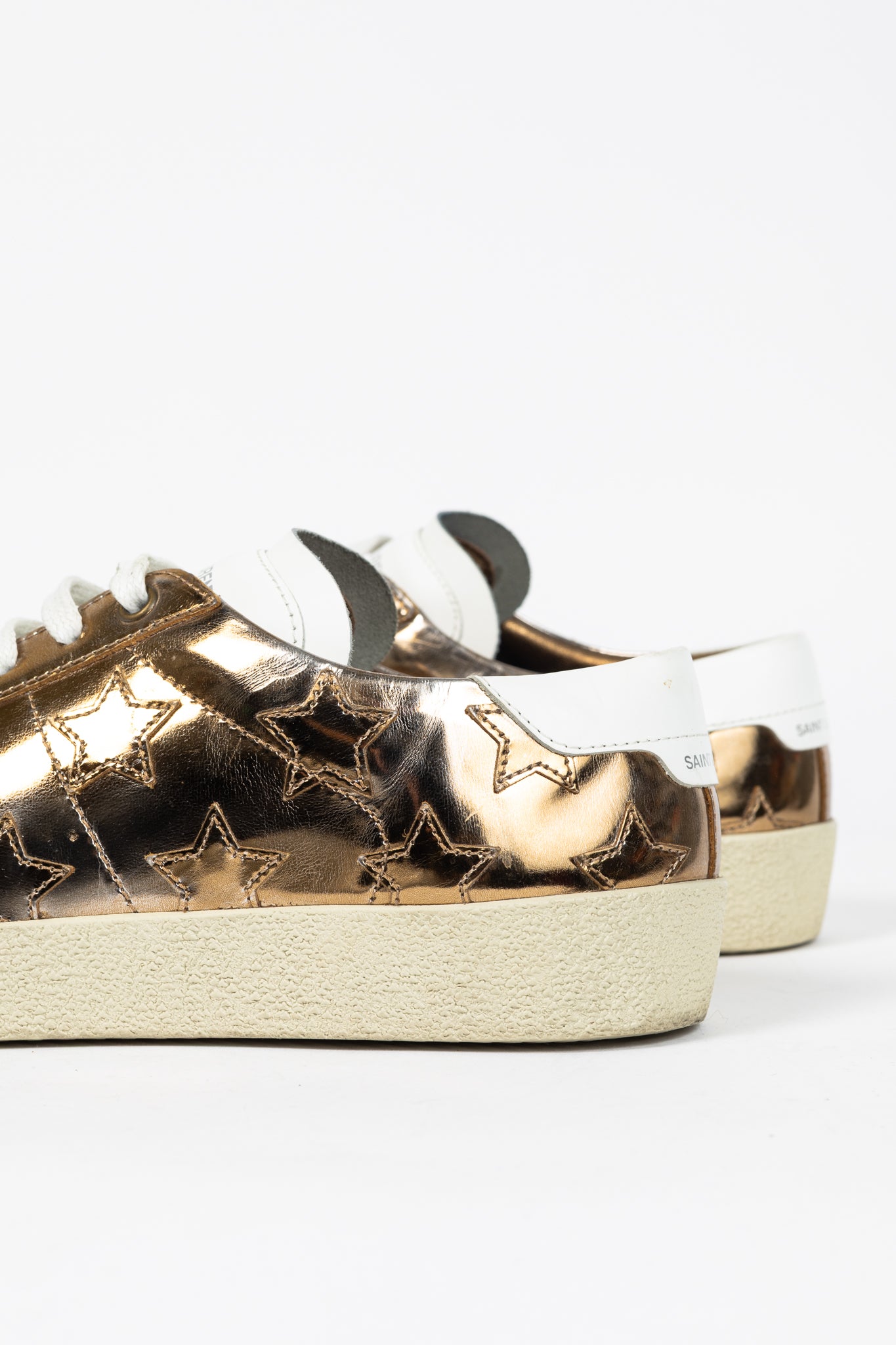Saint Laurent SL/06 Gold Patent Star Low-Top Sneakers