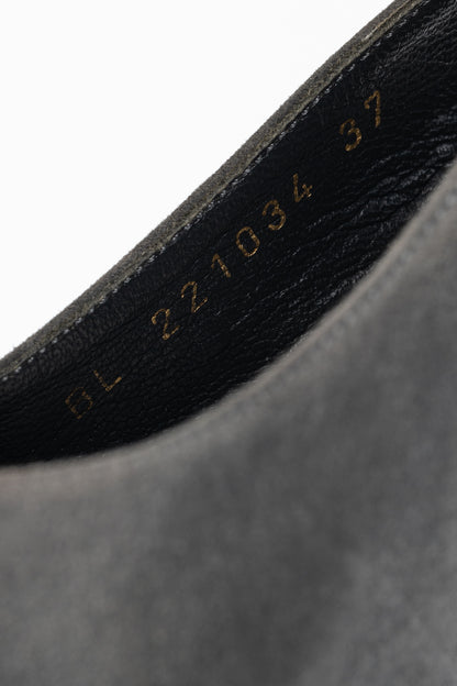 Yves Saint Laurent Tribtoo Grey Suede Platform Slingback Pumps