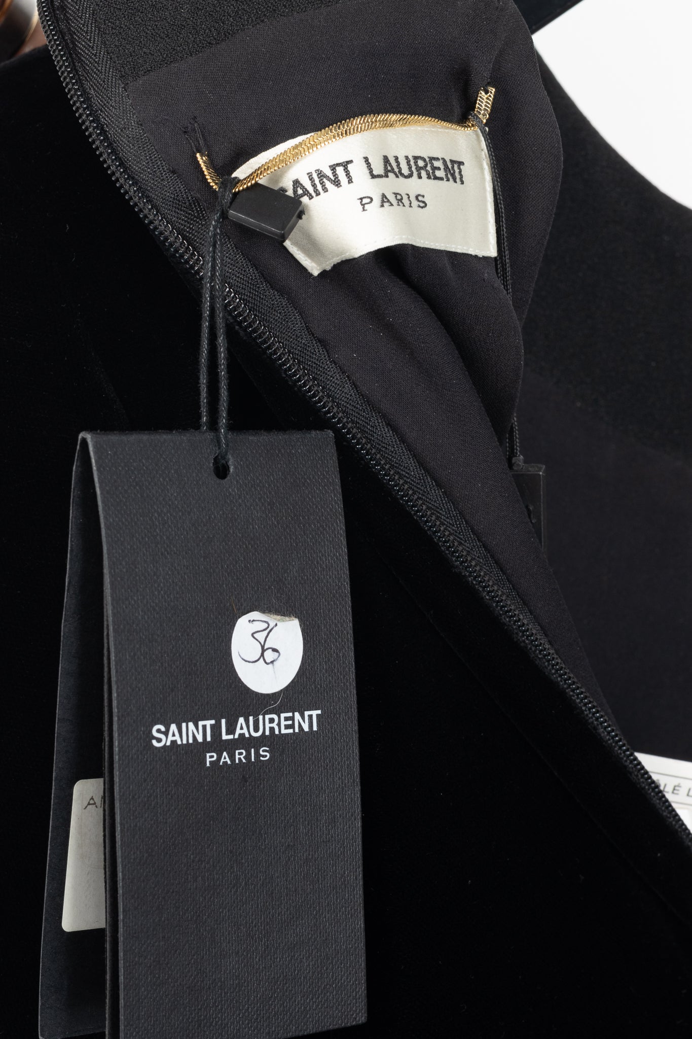 Saint Laurent AW/14 Runway Black Velvet Chain-Embellished Mini Dress