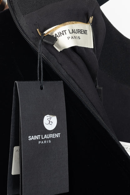 Saint Laurent AW/14 Runway Black Velvet Chain-Embellished Mini Dress