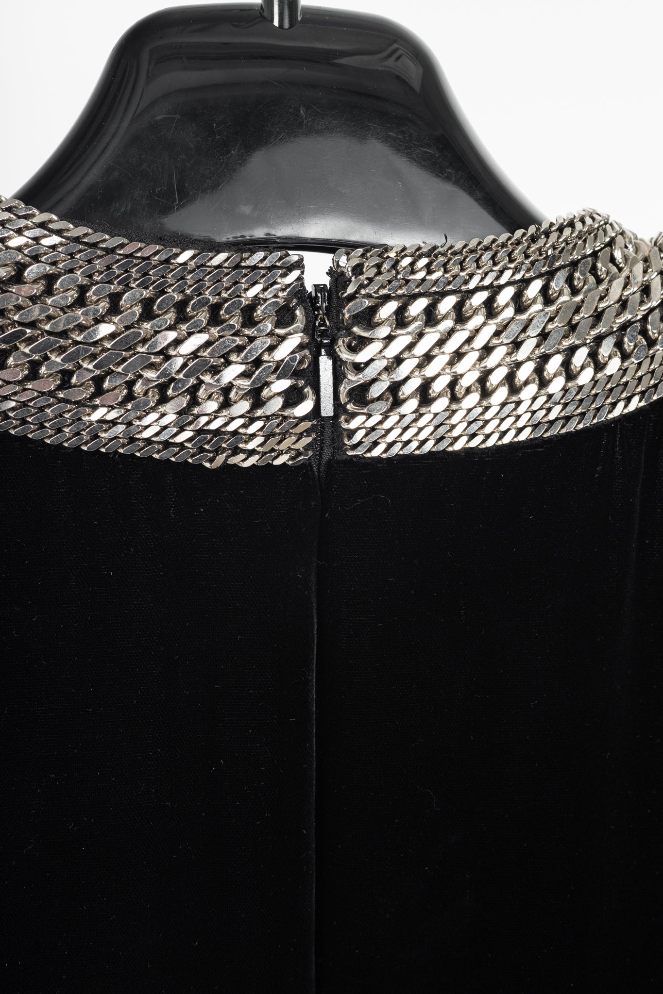 Saint Laurent AW/14 Runway Black Velvet Chain-Embellished Mini Dress