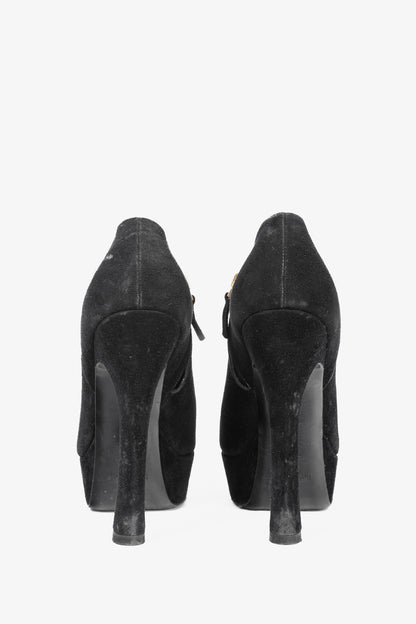 Yves Saint Laurent Palais Black Suede Platform Booties