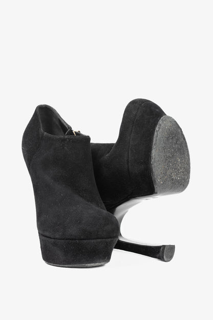 Yves Saint Laurent Palais Black Suede Platform Booties