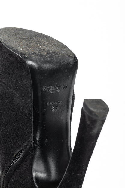Yves Saint Laurent Palais Black Suede Platform Booties