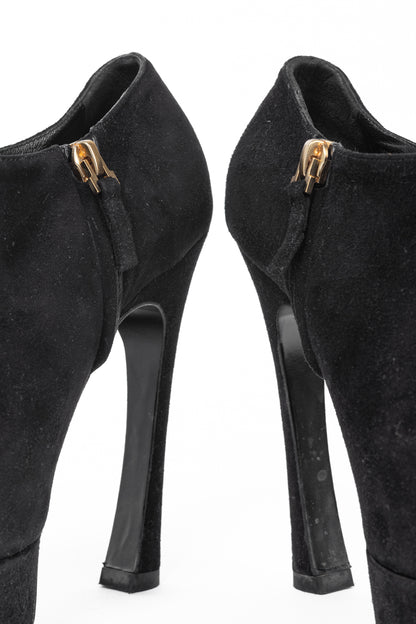 Yves Saint Laurent Palais Black Suede Platform Booties