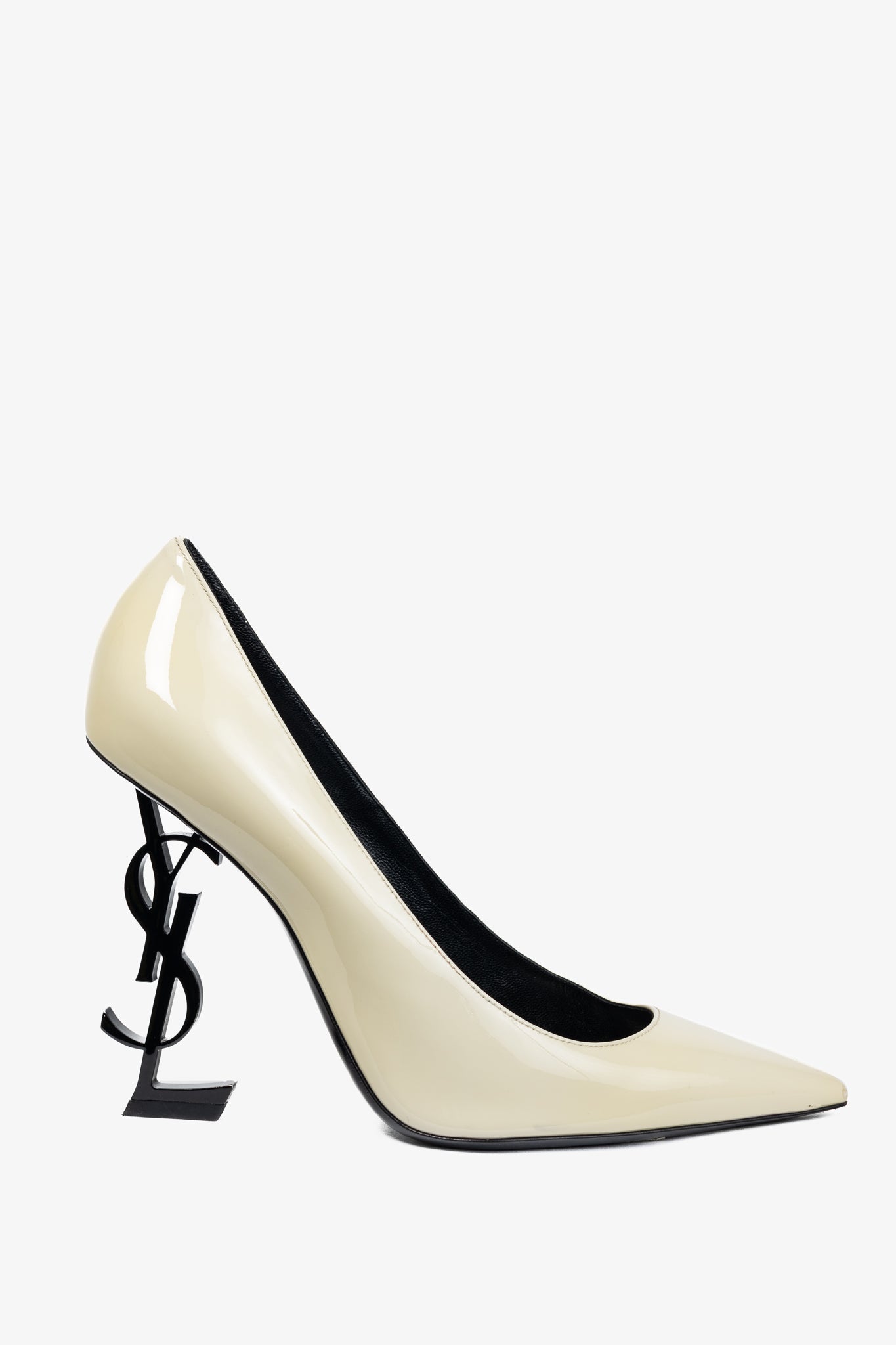 Saint Laurent Opyum Cream Patent YSL Cassandre Pointed-Toe Pumps