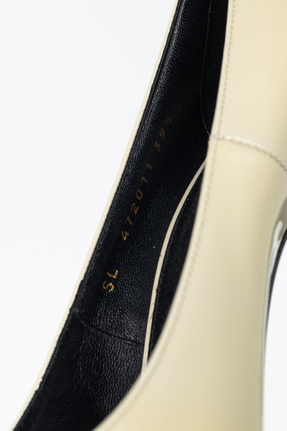 Saint Laurent Opyum Cream Patent YSL Cassandre Pointed-Toe Pumps