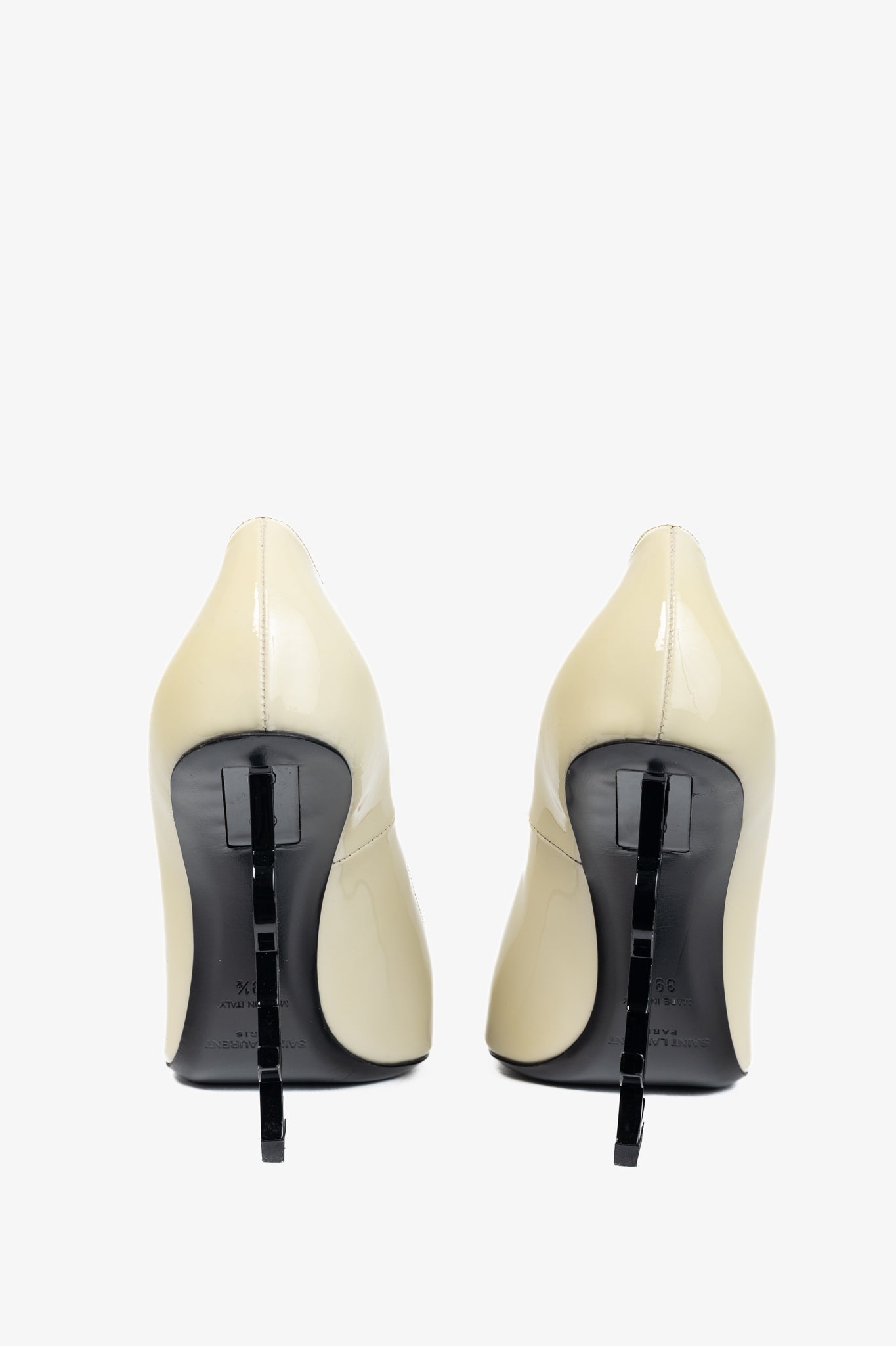 Saint Laurent Opyum Cream Patent YSL Cassandre Pointed-Toe Pumps