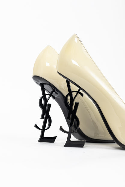 Saint Laurent Opyum Cream Patent YSL Cassandre Pointed-Toe Pumps