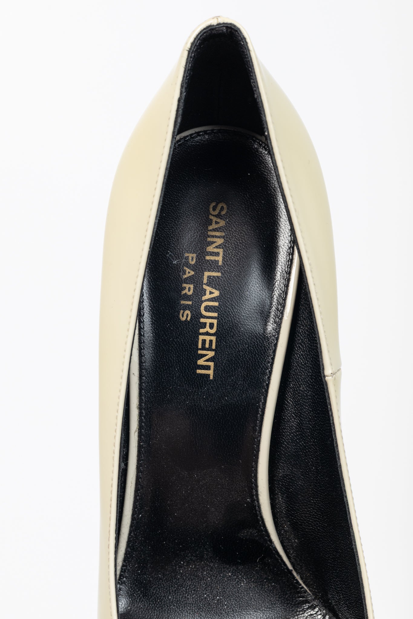 Saint Laurent Opyum Cream Patent YSL Cassandre Pointed-Toe Pumps