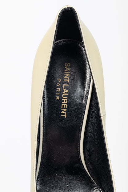 Saint Laurent Opyum Cream Patent YSL Cassandre Pointed-Toe Pumps