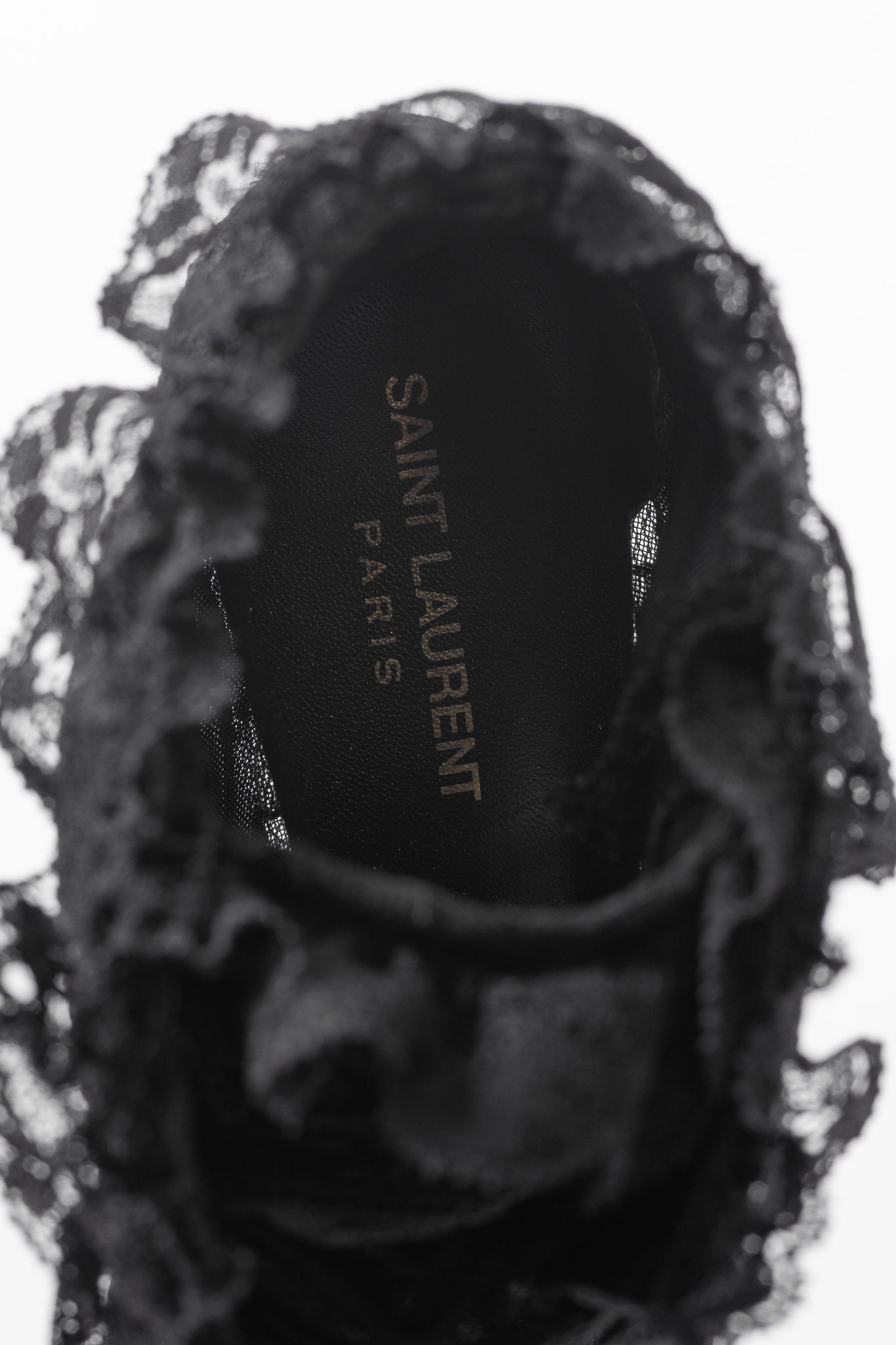 Saint Laurent Blaze 45 Black Lace Lace-Up Booties