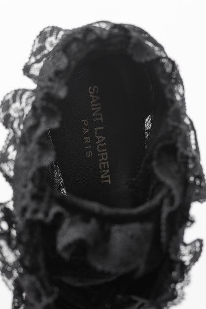 Saint Laurent Blaze 45 Black Lace Lace-Up Booties