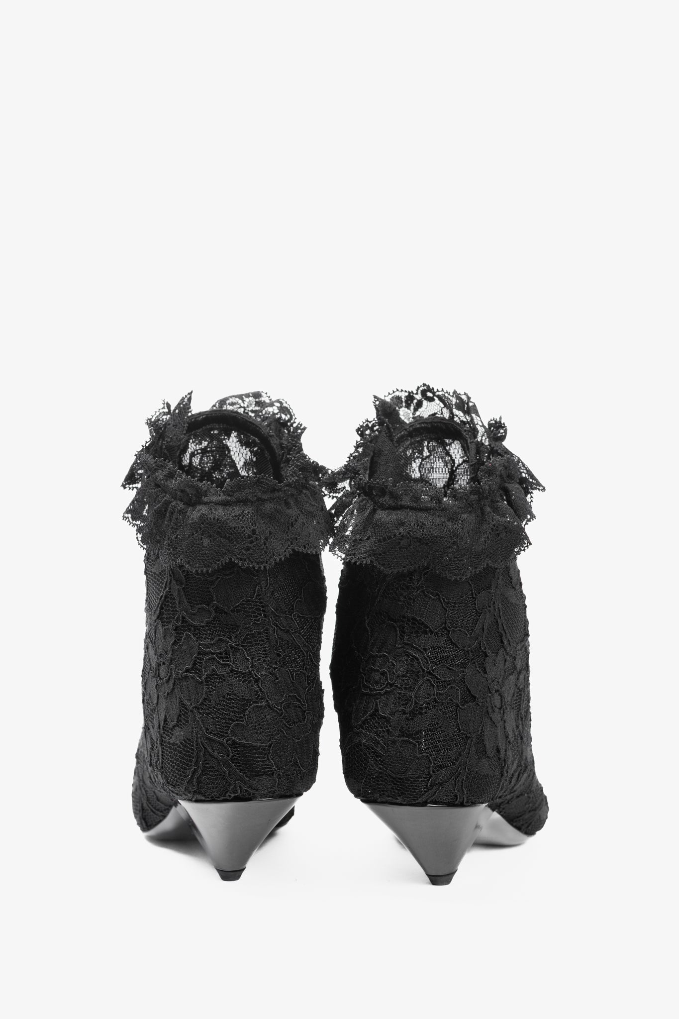 Saint Laurent Blaze 45 Black Lace Lace-Up Booties