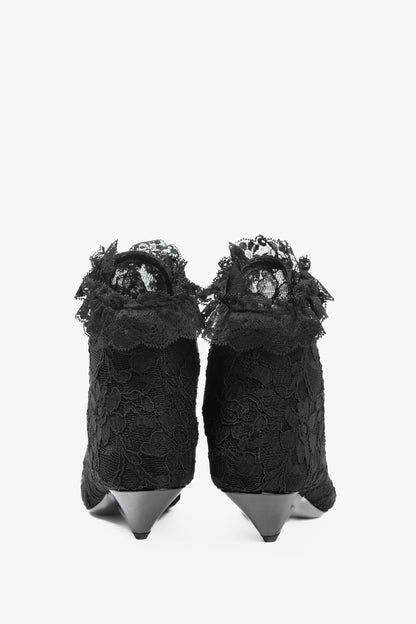Saint Laurent Blaze 45 Black Lace Lace-Up Booties