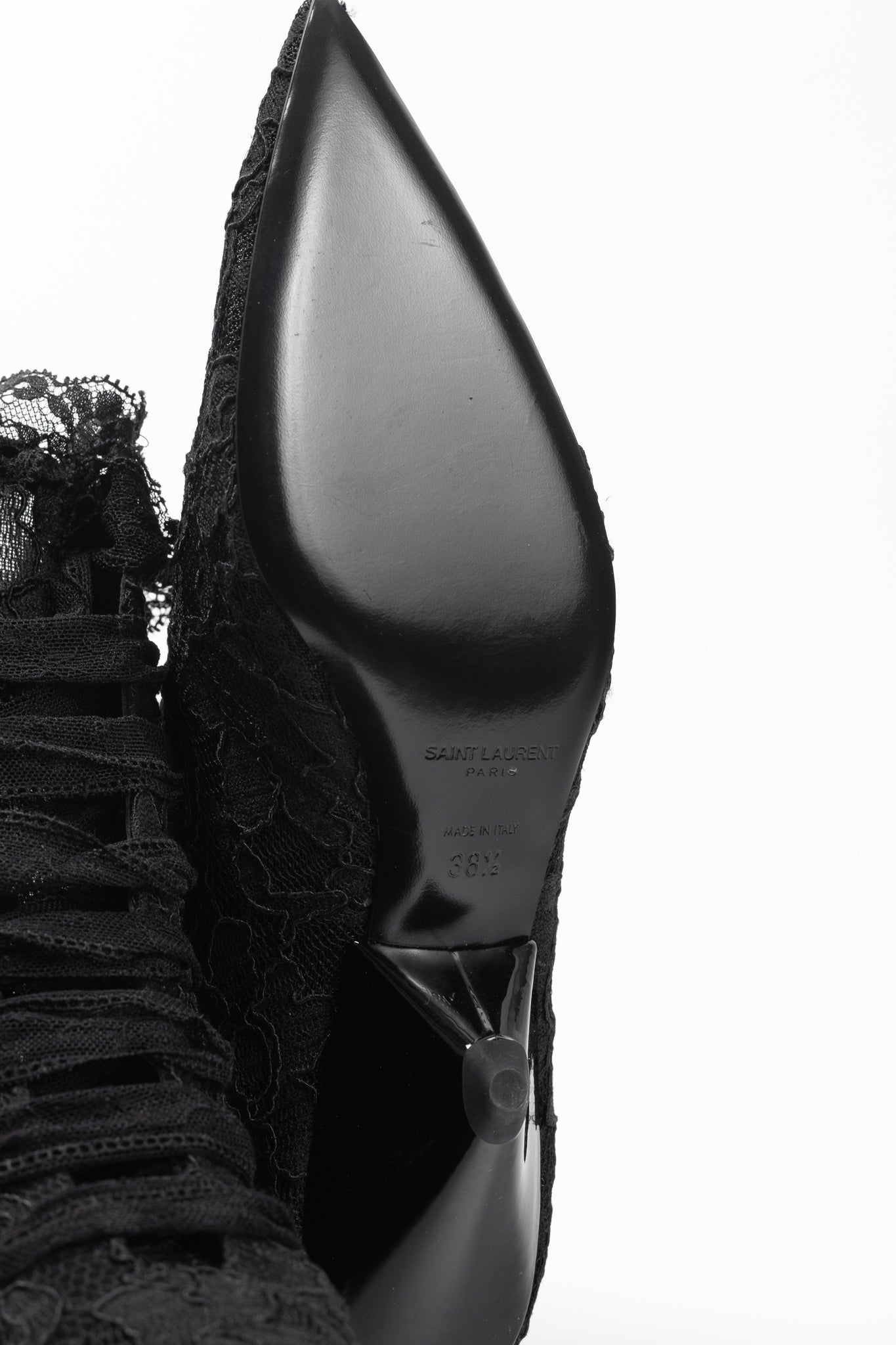 Saint Laurent Blaze 45 Black Lace Lace-Up Booties