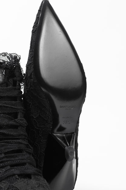 Saint Laurent Blaze 45 Black Lace Lace-Up Booties