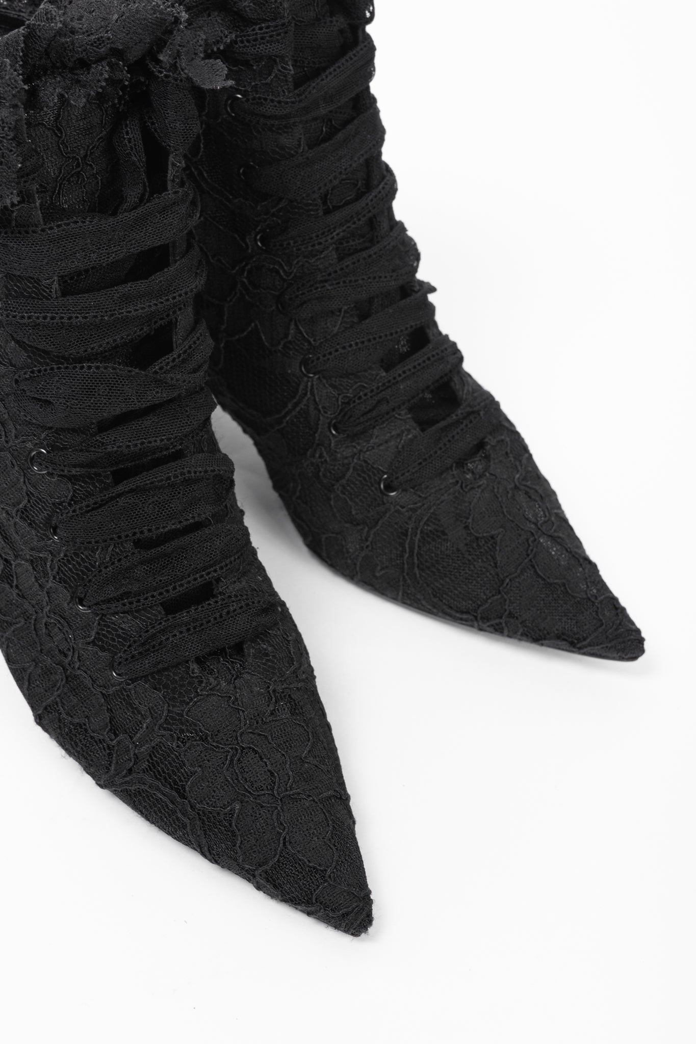 Saint Laurent Blaze 45 Black Lace Lace-Up Booties