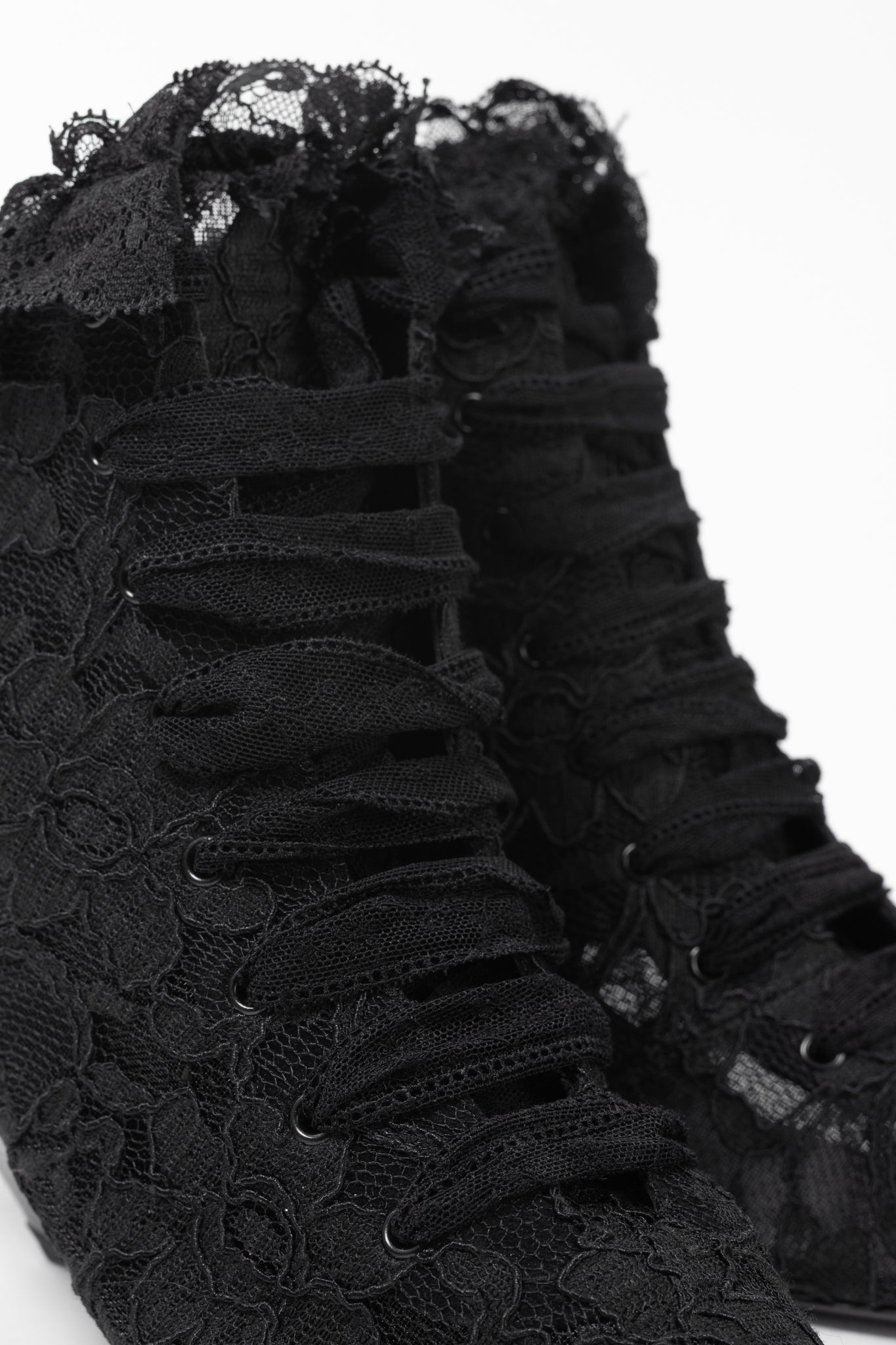 Saint Laurent Blaze 45 Black Lace Lace-Up Booties