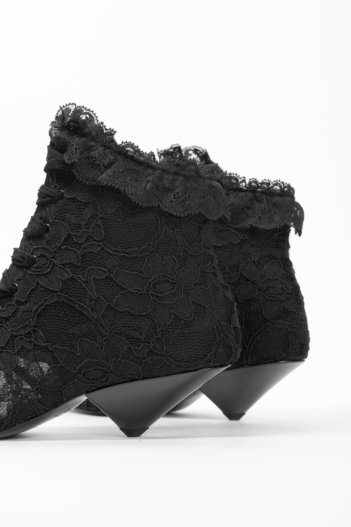 Saint Laurent Blaze 45 Black Lace Lace-Up Booties