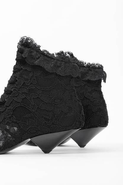 Saint Laurent Blaze 45 Black Lace Lace-Up Booties