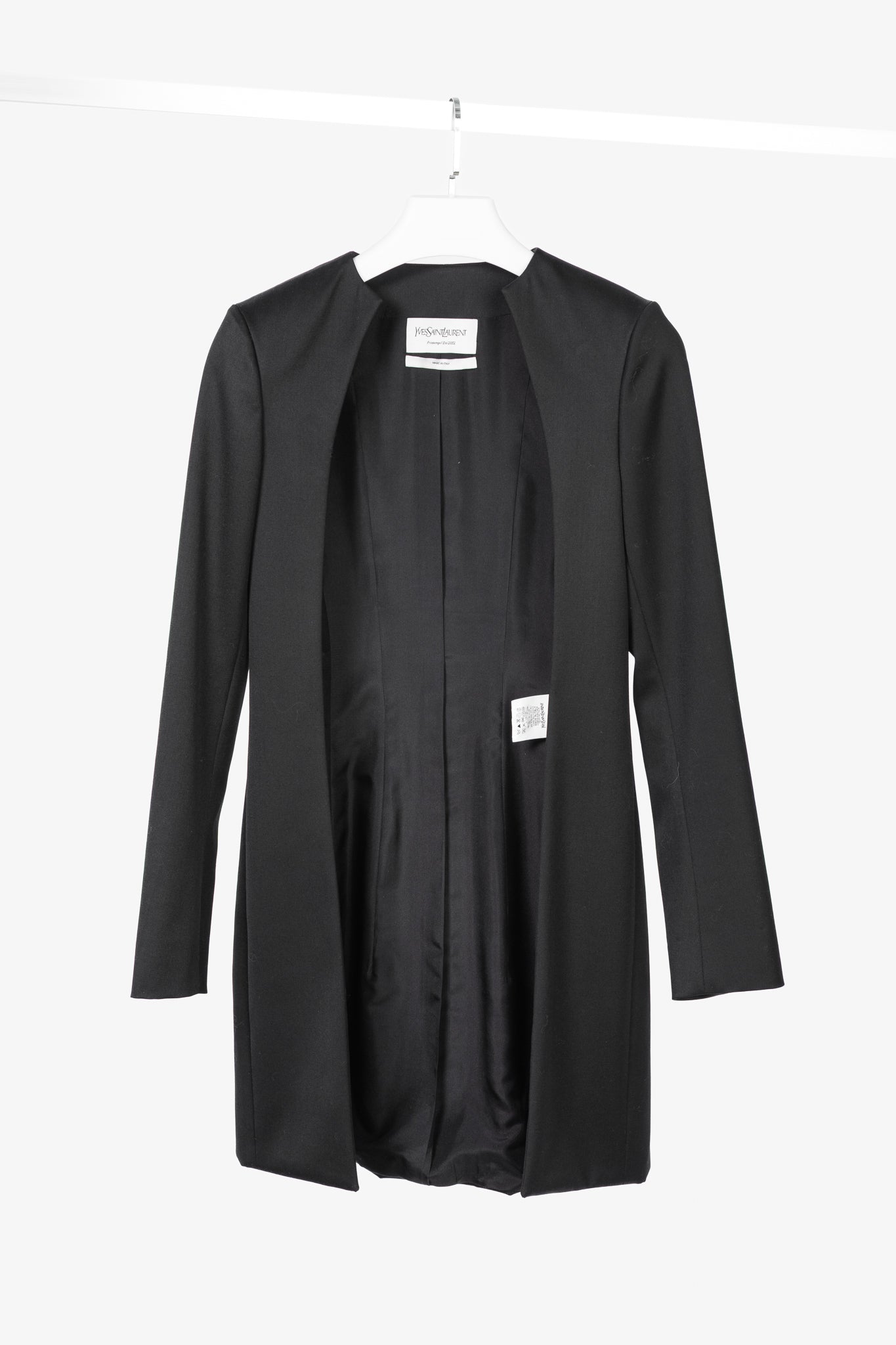 Yves Saint Laurent SS12 Black Wool Open-Front Blazer