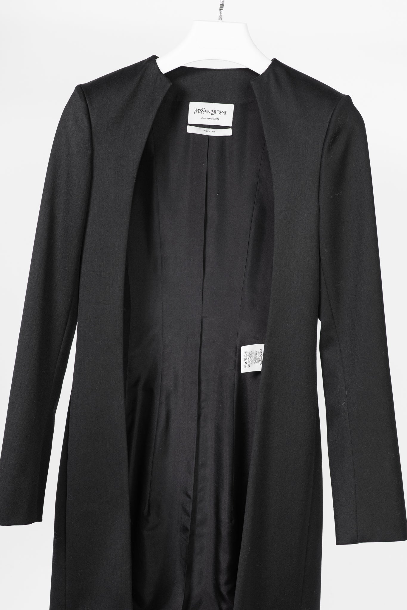 Yves Saint Laurent SS12 Black Wool Open-Front Blazer