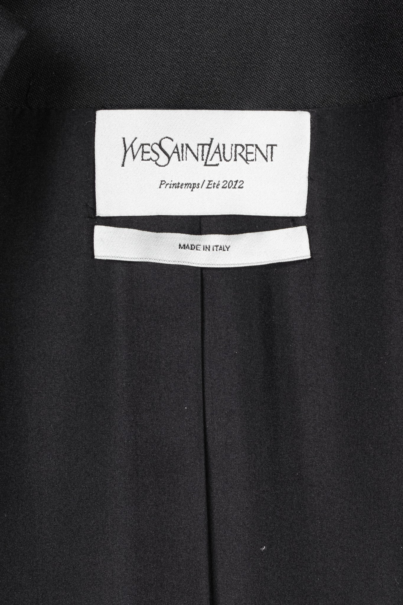 Yves Saint Laurent SS12 Black Wool Open-Front Blazer