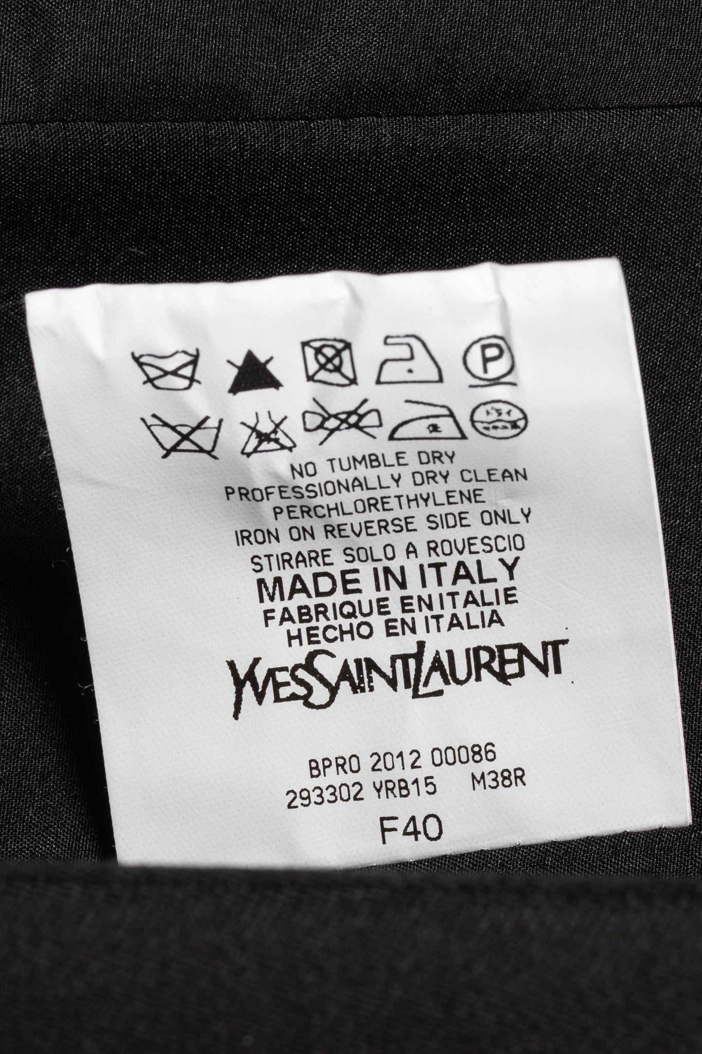 Yves Saint Laurent SS12 Black Wool Open-Front Blazer