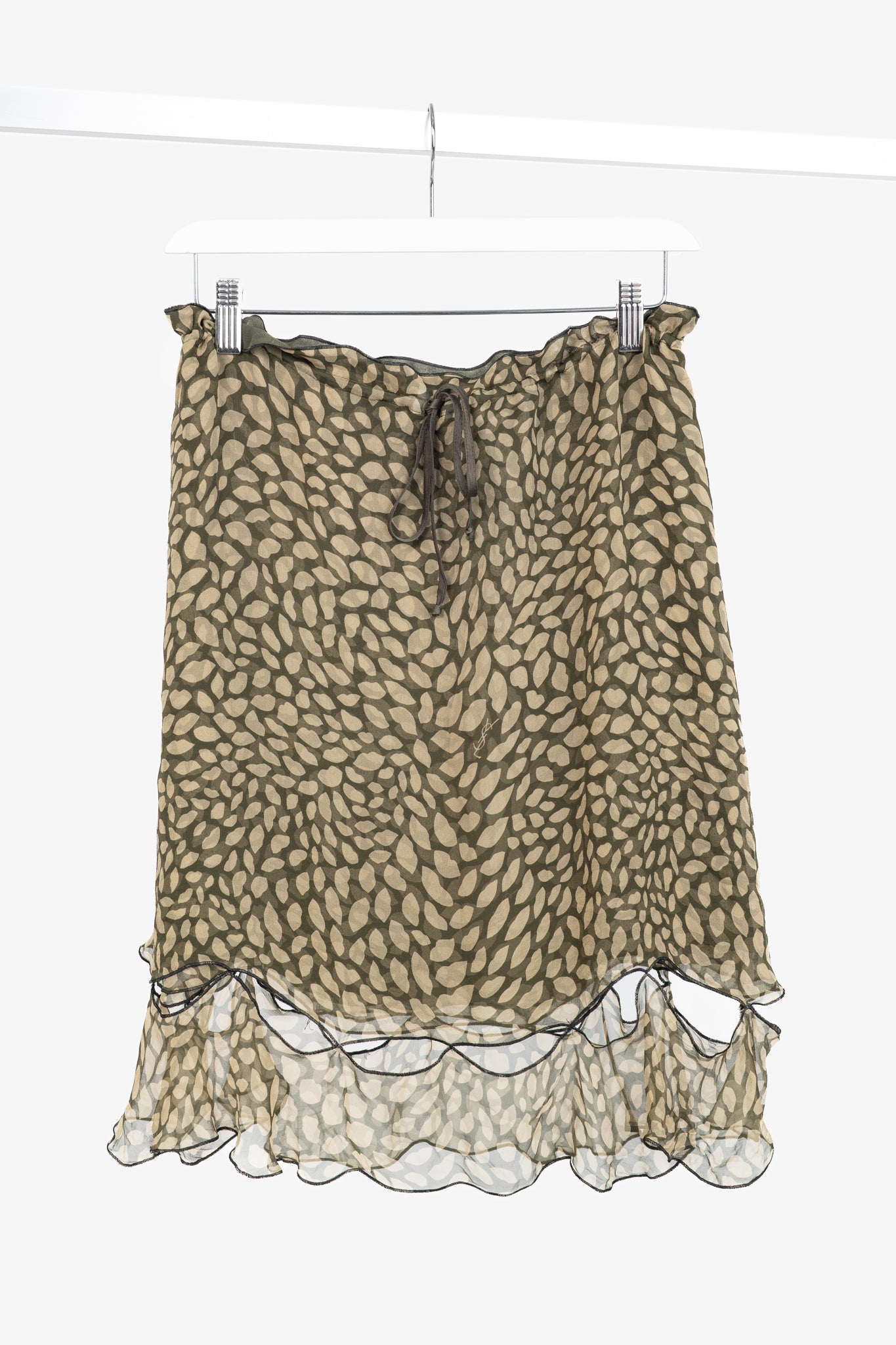 Yves Saint Laurent Y2K Green Lip-Print Silk Mini Skirt