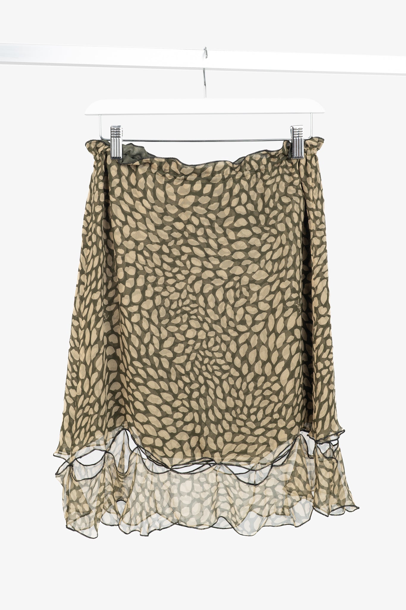 Yves Saint Laurent Y2K Green Lip-Print Silk Mini Skirt