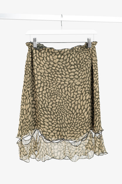 Yves Saint Laurent Y2K Green Lip-Print Silk Mini Skirt