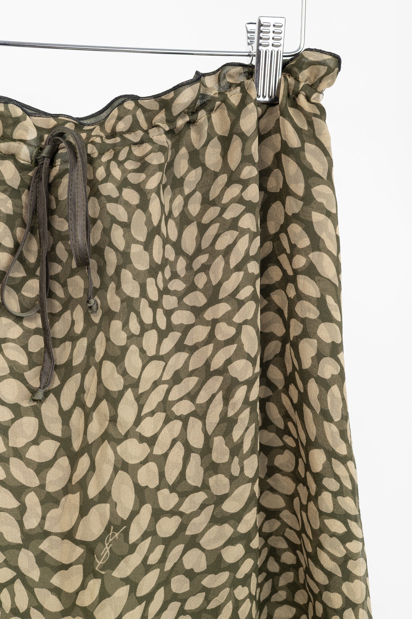 Yves Saint Laurent Y2K Green Lip-Print Silk Mini Skirt