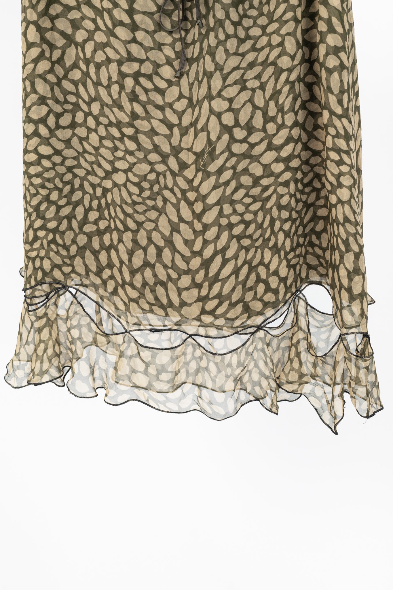Yves Saint Laurent Y2K Green Lip-Print Silk Mini Skirt