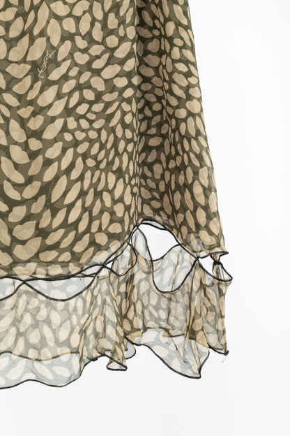 Yves Saint Laurent Y2K Green Lip-Print Silk Mini Skirt