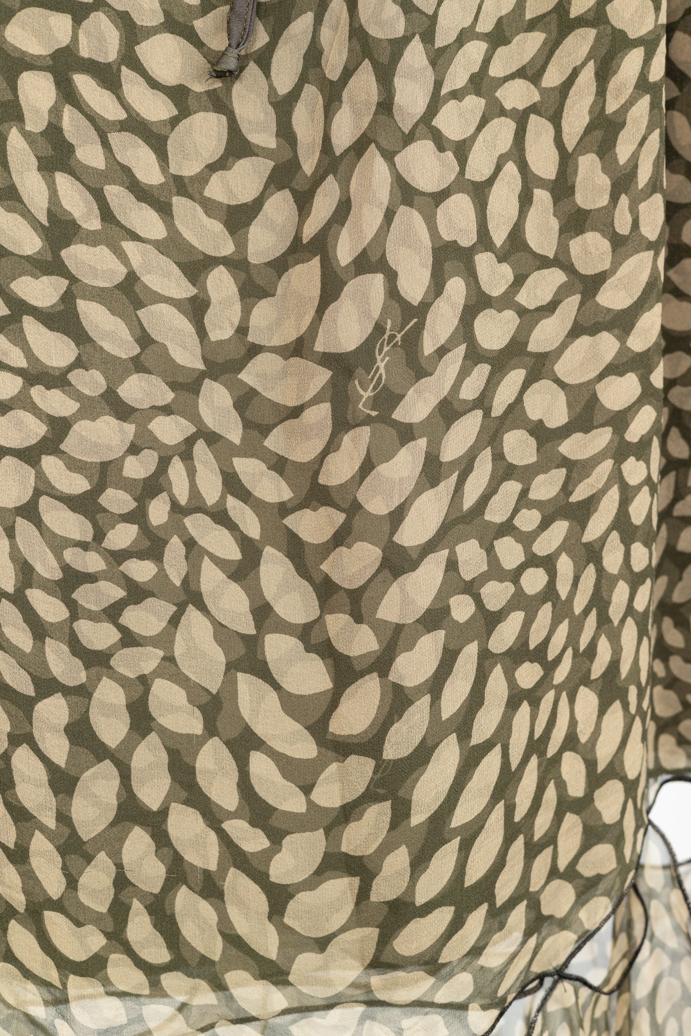 Yves Saint Laurent Y2K Green Lip-Print Silk Mini Skirt