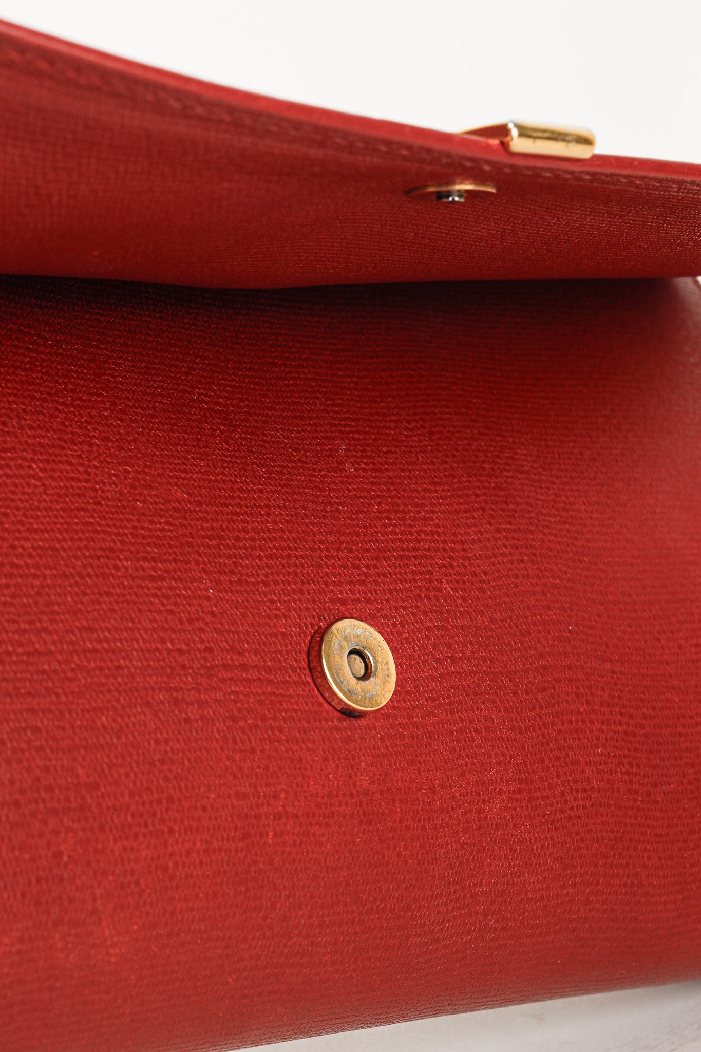 Yves Saint Laurent Large Chyc Vintage Golden-Y Deep Red Leather Sac Clutch