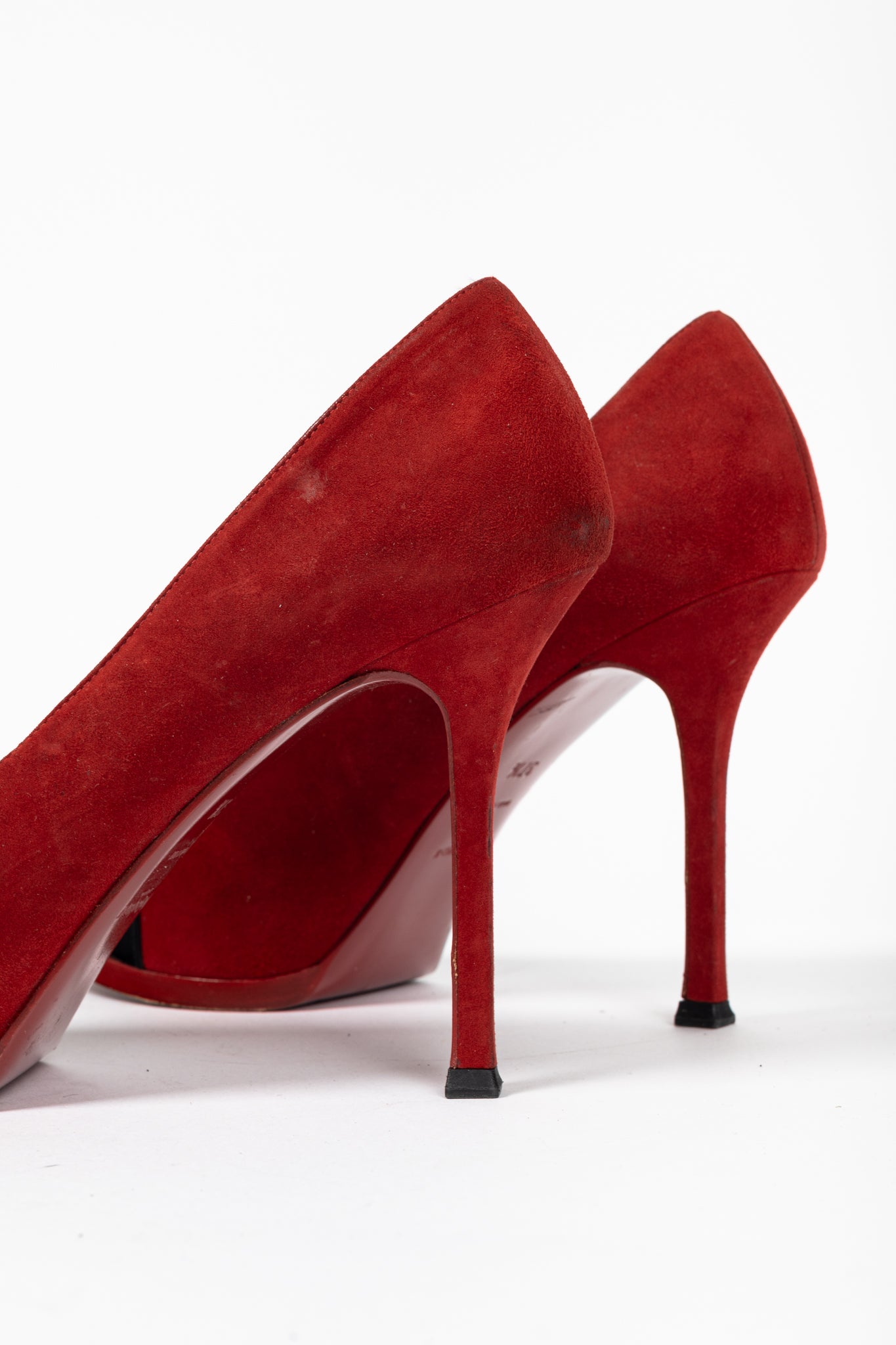 Yves Saint Laurent Tribtoo 80 Platform Poppy Kid Scamosciato & Nero Vinil Lux Cap-Toe Pumps