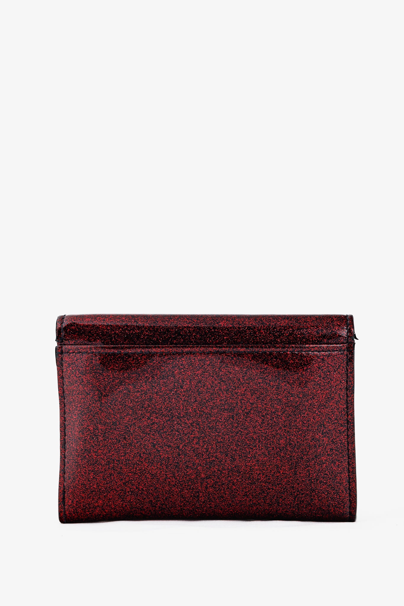 Saint Laurent Fuchsia Glitter Patent YSL Leather Wallet