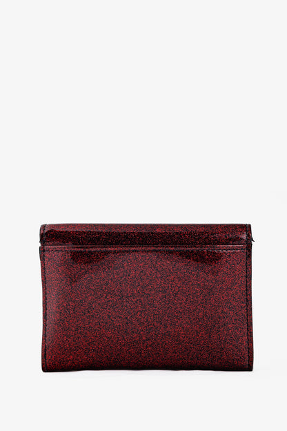 Saint Laurent Fuchsia Glitter Patent YSL Leather Wallet