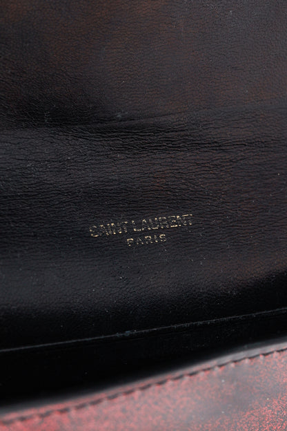 Saint Laurent Fuchsia Glitter Patent YSL Leather Wallet