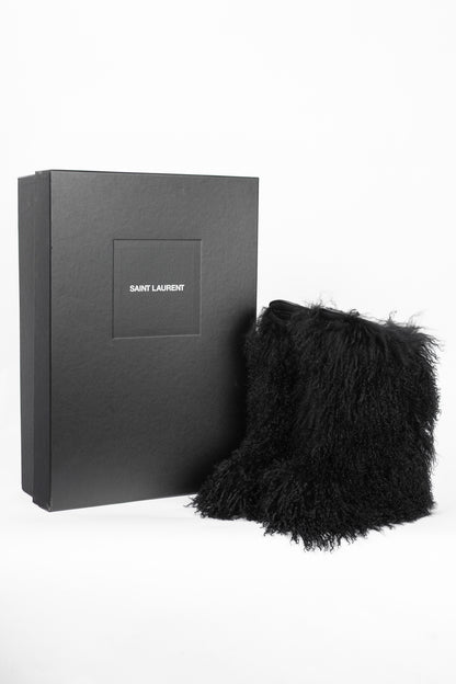 Saint Laurent Nero Panenelli Mongolia Furry Patch Snowboots