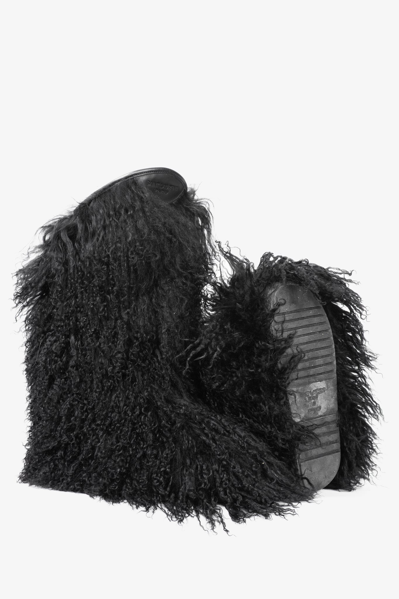 Saint Laurent Nero Panenelli Mongolia Furry Patch Snowboots