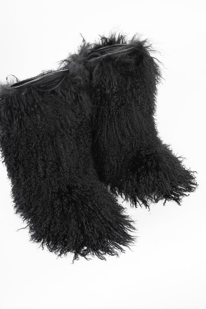Saint Laurent Nero Panenelli Mongolia Furry Patch Snowboots