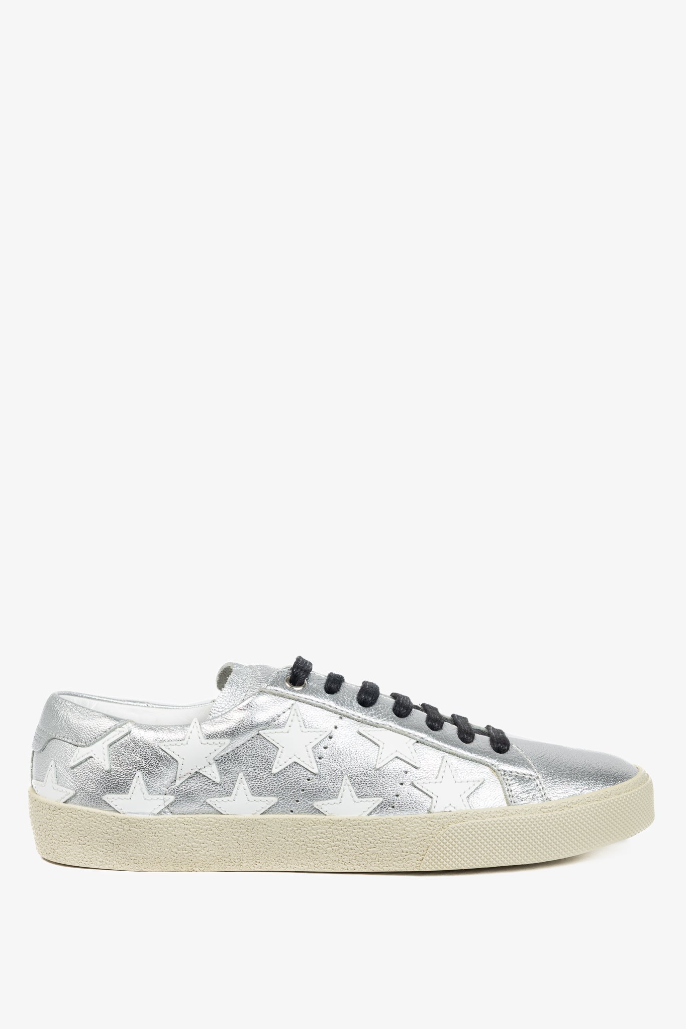 Saint Laurent Court Classic Star Metallic Silver Low-Top Sneakers