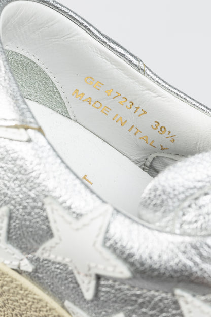 Saint Laurent Court Classic Star Metallic Silver Low-Top Sneakers