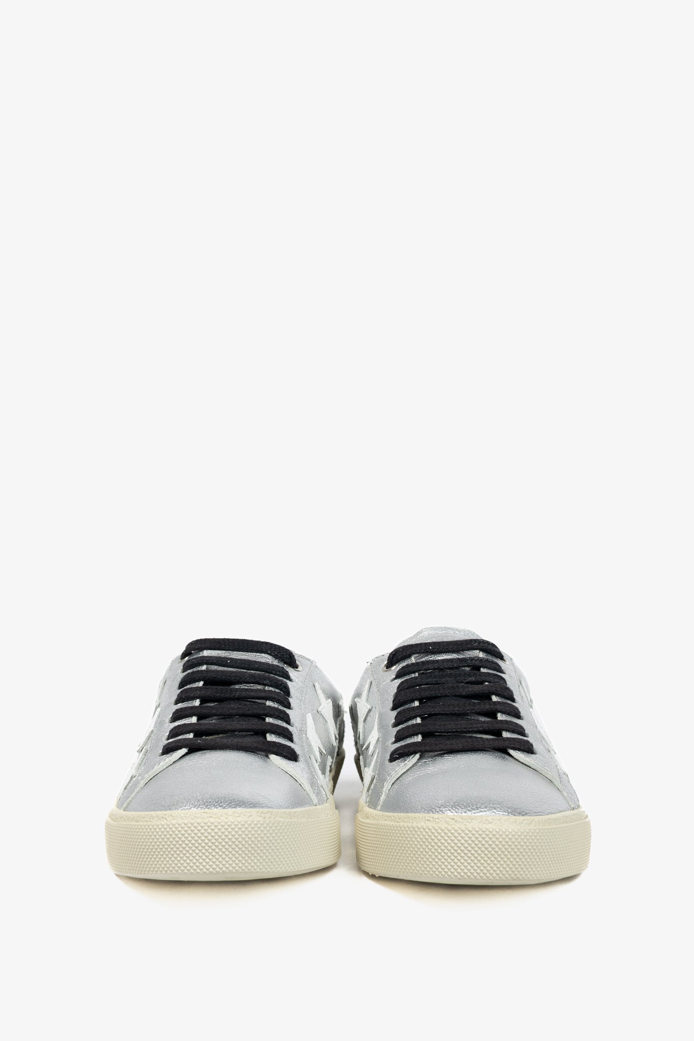 Saint Laurent Court Classic Star Metallic Silver Low-Top Sneakers
