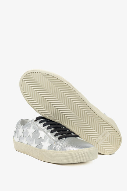 Saint Laurent Court Classic Star Metallic Silver Low-Top Sneakers