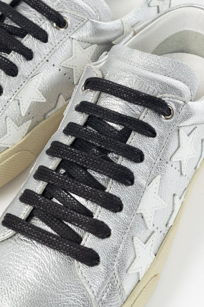 Saint Laurent Court Classic Star Metallic Silver Low-Top Sneakers