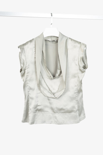 Yves Saint Laurent SS09 Grey Silk-Charmeuse Cowl Blouse